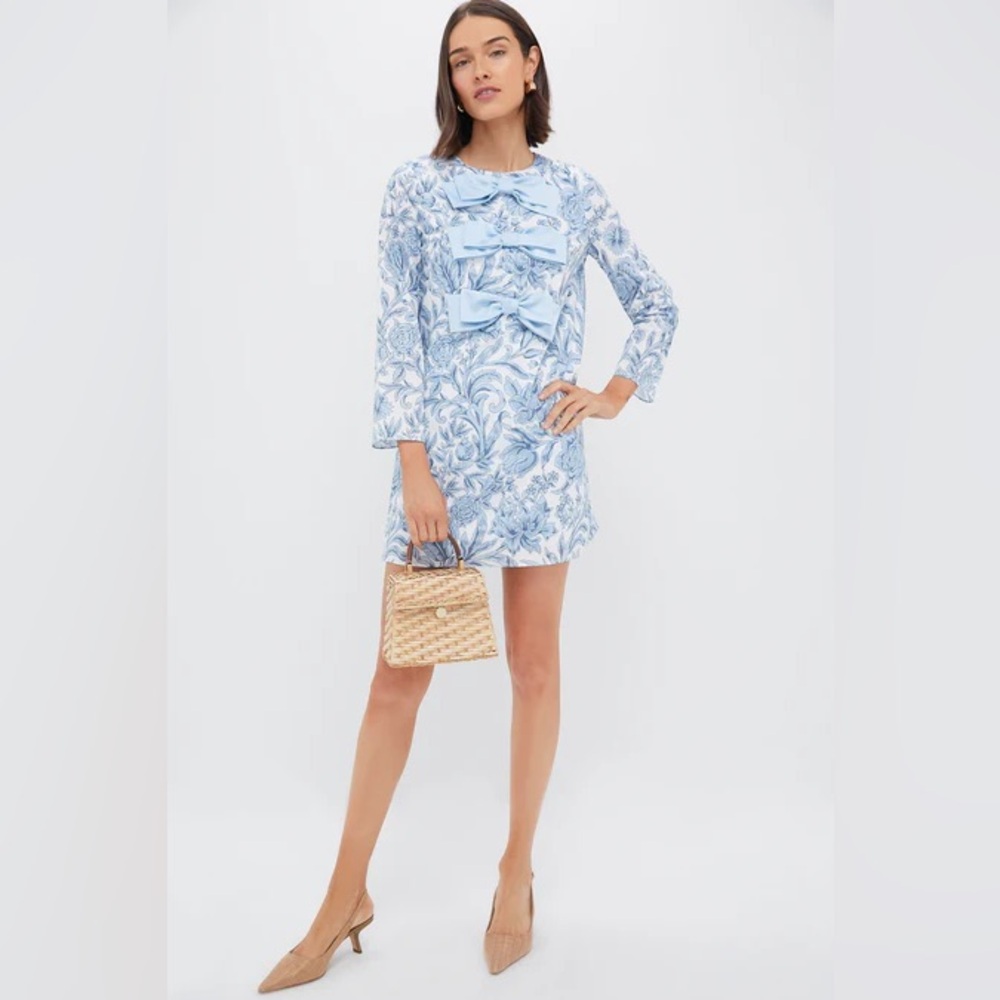 Chic Light Blue Patterned Mini Dress